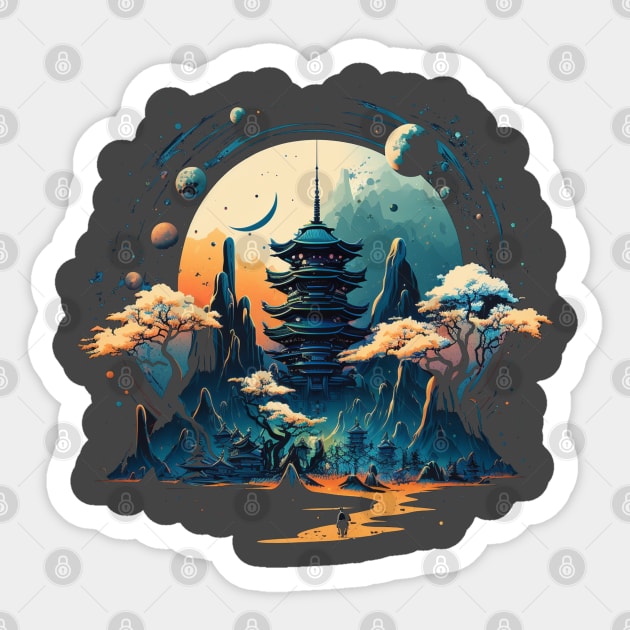 Japanese Temple Tokyo  Asian Inspired Retro Japan Sticker by Linco